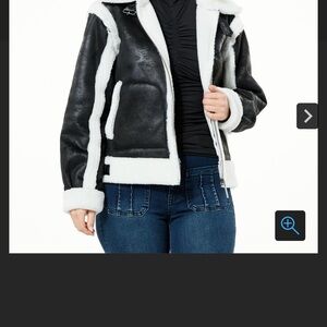 Women's Black and White Shearling Jacket